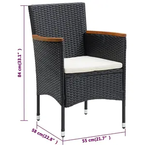 Berkfield Garden Dining Chairs 4 pcs Poly Rattan Black