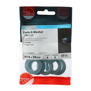 TIMCO Form A Washers DIN125-A Silver - M16 (8pcs)