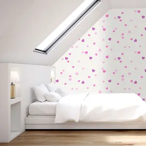 Love Hearts Glitter Wallpaper Textured Vinyl White Pink Purple Paste The Wall