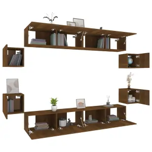 Berkfield 8 Piece TV Cabinet Set Brown Oak Engineered Wood