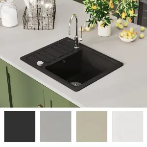 Berkfield Granite Kitchen Sink Single Basin Black