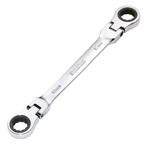 Draper Tools HI-TORQ Metric Flexible Head Double Ring Ratchet Spanner, 16 x 17mm