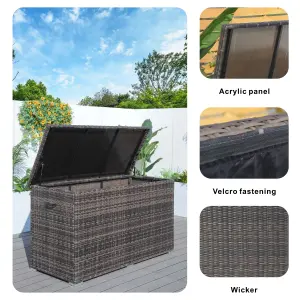 Abrihome 980L Large Rattan Outdoor Storage Deck Box (L170 x H95 x W77)