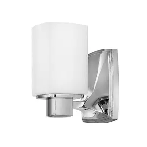 IP44 Wall Light Square Etched Opal Glass Shade Polished Chrome LED G9 3.5W