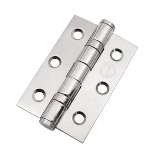 EAI Stainless Ball Bearing Hinges Grade 7 - 76x50x2mm - Square Corners - Polished - Pair Including Screws