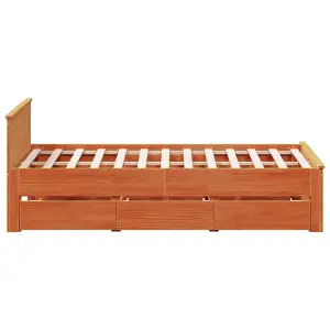 Berkfield Bed Frame without Mattress with Headboard Wax Brown 160x200 cm Solid Wood Pine