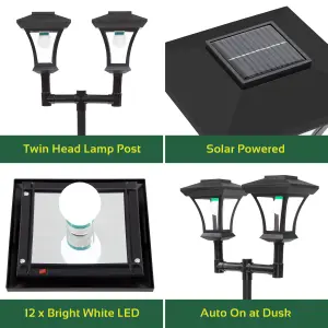 GardenKraft 19510 Twin Head Solar Powered Lamp Post Garden Light