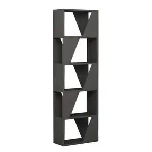 Gigi Modern Diagonal Freestanding Bookcase Stylish 5-Tier Storage Unit Anthracite