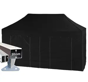 5m x 2.5m Trader-Max 30 Instant Shelter Pop Up Gazebos Frame, Canopy & Sides - Black