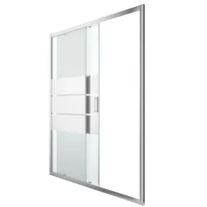 GoodHome Beloya Argenté Silver effect Mirror Striped pattern Sliding Shower Door (H)195cm (W)160cm