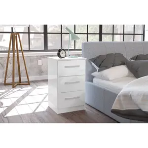 Marquitta 3 Drawer Bedside Table White