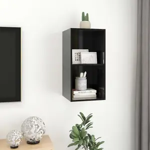 Berkfield Wall-mounted TV Cabinet High Gloss Black 37x37x72 cm Engineered Wood