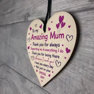 Mothers Day Hanging Gift For Mum Wood Heart Birthday Gift For Mum From Daughter Son