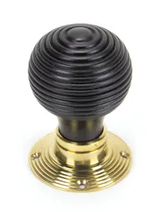 From The Anvil Ebony & Polished Brass Beehive Mortice/Rim Knob Set