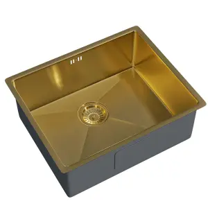 Liquida EL540BG 1.0 Bowl Brushed Gold Undermount Kitchen Sink With Waste