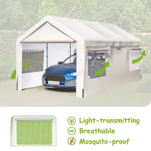 Birchtree Outdoor Steel PE Carport 10x21ft Shed Sidewalls & Windows Boat Truck