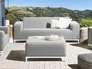 Outdoor Upholstered Sofa Garden Sofa ROVIGO Polyester Light Grey 3 Seater