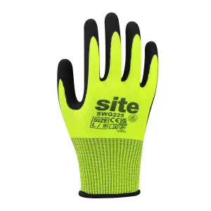 Site Nitrile & polyester Yellow & black Grip glove, Large