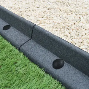 Flexible Lawn Edging Garden Border Grass Pathways Plot Flowerbed Raised Borders Rubber Artificial Grass Grey Pack of 6x1.2m