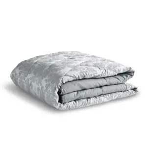 Catherine Lansfield Bedroom Damask Jacquard Quilted 240x260cm Bedspread Silver Grey