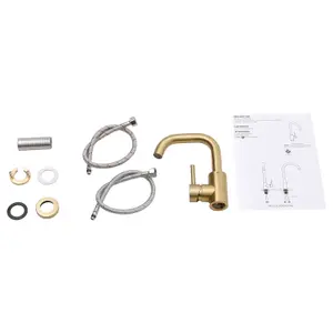 Gold Arc Single-Handle Faucet with Swivel Spout Bathroom Basin Mixer Tap