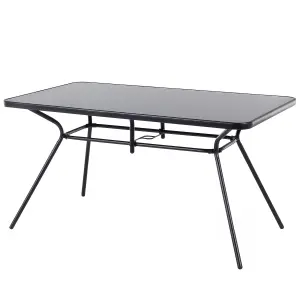 Beliani Minimalist Garden Table Glass Black LIVO