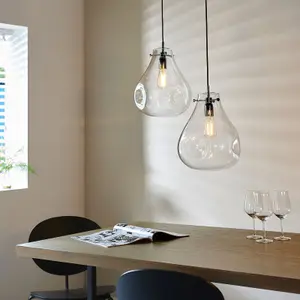 Ceiling Pendant Light - Clear Glass & Chrome Plate - 40W E27 - Dimmable