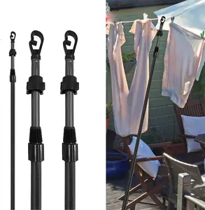 Almineez 2 Galvanised Washing Line Prop Outdoor Galvanised Extendable Pole Clothes Laundry  Garden