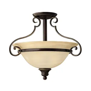 Elstead Cello 2 Light Semi Flush Ceiling Light Antique Bronze, E27