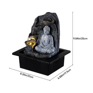 Tabletop Buddha Water Fountain Decor with Lights