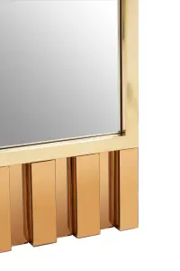 Interiors by Premier Accent Mirror With Metallic Gold Fringes, Sleek Luxe-Style Rectangular New Mirror, Modern Wall Mirror