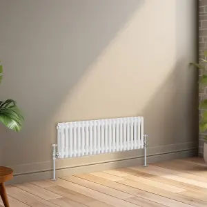 Right Radiators 300x1010 mm Horizontal Traditional 2 Column Cast Iron Style Radiator White