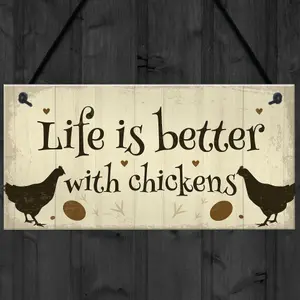 Red Ocean Life Is Better Funny Chicken Sign For Hen House Chicken House Garden Sign