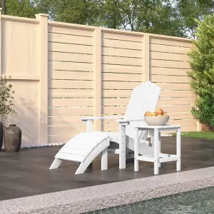 Berkfield Garden Adirondack Chair with Footstool & Table HDPE White