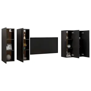 Berkfield TV Cabinets 4 pcs Black 30.5x30x90 cm Engineered Wood