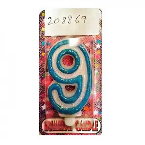 Deluxe Number 9th Birthday Candle Blue (One Size)