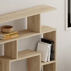 Labirent Bookcase | Modern Maze-Design Freestanding Unit with 5 Shelves Oak