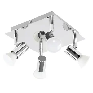 ValueLights Silver Ceiling Bar Spotlight and GU10 Spotlight LED 5W Cool White 6500K Bulbs