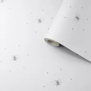 Sophie Allport Grey Bees Pearl effect Embossed Wallpaper