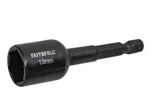 Faithfull  Magnetic Impact Nut Driver 13mm x 1/4in Hex FAISBMNUT13I