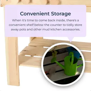 idooka Wooden Mud Kitchen Outdoor Toy Age 4+ Role Play Playhouse Patio Garden