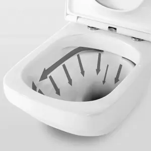 GoodHome Teesta White Wall hung Square Toilet with Soft close seat