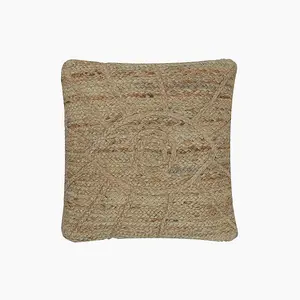 Mayan Embroidered Cushion - Jute/Cotton - L50 x W50 x H1 cm - Natural