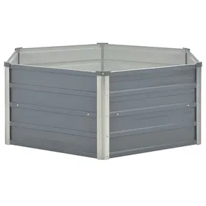 Berkfield Raised Garden Bed 129x129x46 cm Galvanised Steel Grey