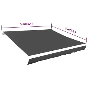 Berkfield Awning Top Sunshade Canvas Anthracite 500x300 cm