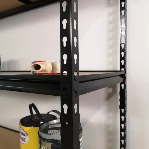 Garage Shelving 122cm Wide & 183cm High Heavy Duty 5 Tier Multipurpose Metal Racking Unit  or Warehouse Shelving Storage in Black