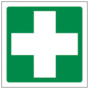 First Aid Logo Health Safety Sign - Rigid Plastic - 100x100mm (x3)