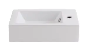 GoodHome Rioni Gloss White Rectangular Wall-mounted Cloakroom Basin (W)50cm