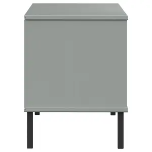 Berkfield Shoe Rack with Metal Legs Grey 106x35x45 cm Solid Wood OSLO