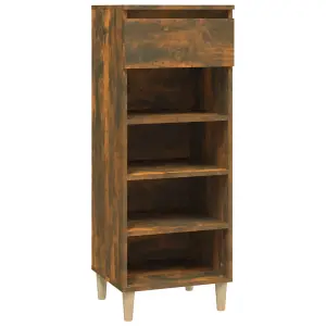 Berkfield Shoe Cabinet Smoked Oak 40x36x105 cm Engineered Wood